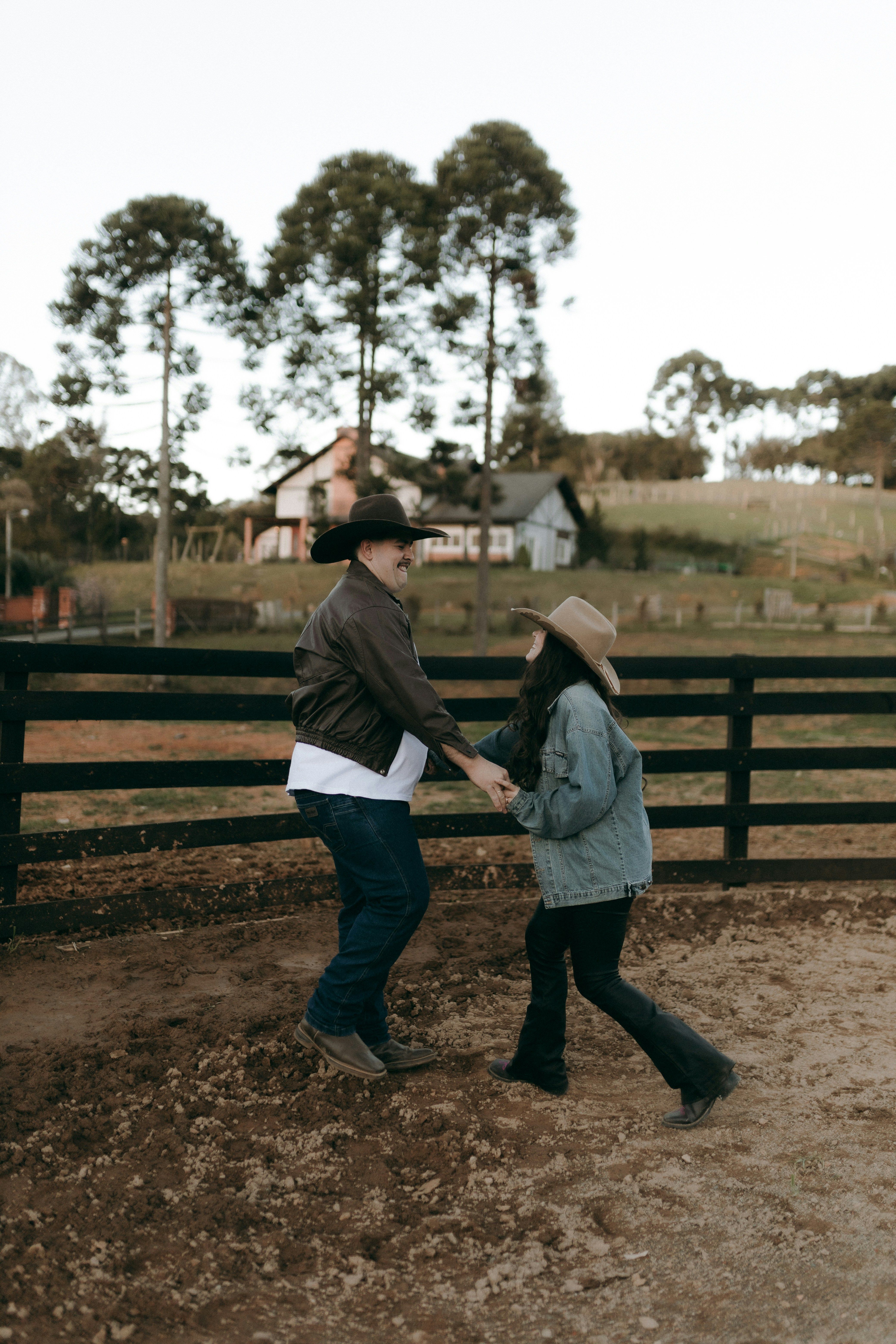 Two people dancing at a Texas ranch